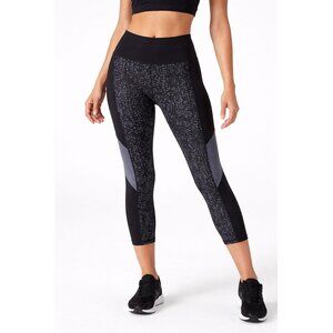 Champion Womens Duodry S Black & Gray Animal Print Cropped Leggings
